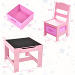 Costzon Kids Table and Chair Set, 3 in 1 Wooden Activity Table with Storage Drawer, Detachable Tabletop for Children Drawing Reading Art Craft, Playroom, Nursery, Toddler Table and Chair Set, Pink