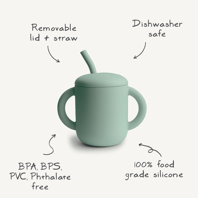 mushie 100% Silicone Training Cup & Straw for Toddlers | 6 Months+ (Whales)