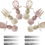 PandaEar 4 Pack Silicone Baby Spoons Forks Feeding Set, Toddler Utensils Baby Led Weaning Supplies, First Stage Baby Spoon Self Feeding 6 Months Old Baby Essentials