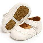 LAFEGEN Baby Girls Mary Jane Flats with Bownot Non Slip Soft Sole PU Leather Newborn Infant Toddler First Walker Cirb Dress Shoes, (6-12 Months Infant, 03 White Baby Girl Shoes)