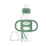 Dr. Brown's Milestones Narrow Sippy Spout Bottle with 100% Silicone Handles, Easy-Grip Handles with Soft Sippy Spout, 8oz/250mL, Black & Ecru, 2 Count (Pack of 1), 6m+