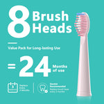 Yoomue Sonic Electric Toothbrush for Adults & Kids - 5 High-Performance Modes, 8 Replacement Heads, 2.5-Hour Fast Charge, Built-in Smart 2-Minute Timer, IPX7 Waterproof, 35 Day Battery Life - Pink