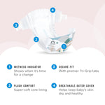 Amazon Brand - Mama Bear Plush Protection Diapers - Size 6, One Month Supply, Hypoallergenic Premium Disposable Baby Diapers, 100 Count (Pack of 4), White and Cloud Dreams