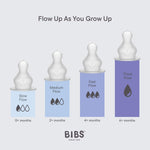 BIBS Baby Bottle 270 ml Silicone Nipple 4 Pack - Anti-Colic, BPA-Free, Round Nipple, Lightweight & Easy to Clean, Suitable for Newborns 0+ Years, 4-Pack + 2 Extra Nipples - Ivory