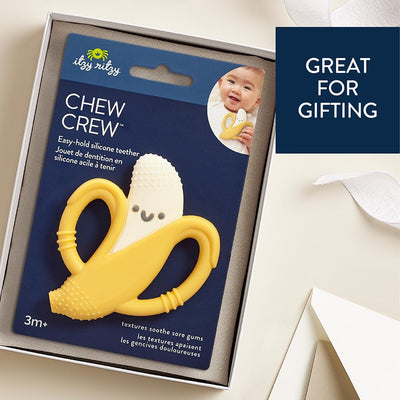Itzy Ritzy Banana-Shaped Baby Teether with Handles – Silicone Teether for Babies with Easy-Grab Handles and Textured, Teethable Surfaces - Baby Teething Toy for 3 Months & Up (Banana)