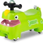GLACER Ride On Push Car for Toddlers, Ages 18+ Months, Dinosaur Themed Foot to Floor Sliding Car with Music Steering, Horn & Under Seat Storage, Kids Ride On Toys for Boys and Girls (Yellow)