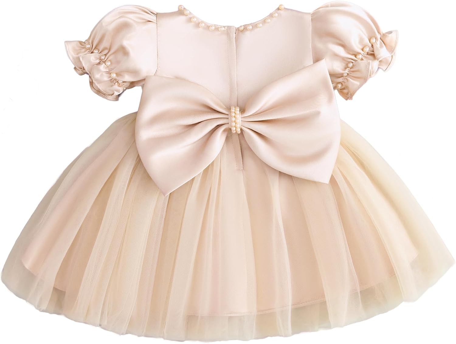 Toddler Baby Flower Girls Dress Wedding Guest Satin Birthday Party Formal Pageant Tulle Dress for Baby Girl