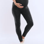 Motherhood Maternity Women's Essential Stretch Full Length Secret Fit Over The Belly Pregnancy Legging, Black Coated, X-Small