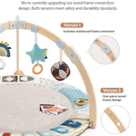 Blissful Diary Baby Play Gym & Activity Mat, 5 Developmental Zones Wooden Tummy Time Mat with 5 Detachable Sensory Toys for Motor Skills & Sensory Development, Baby Essentials Shower Gift