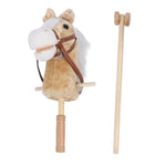 Nurnesy Horse Stick Toy Plush Soft Cartoon Hobby Horse Toy Head Stick with Wood Wheels and Thickened Handle for Kids Toddlers (Yellow)