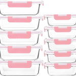 [10-Pack] Glass Meal Prep Containers with Lids, MCIRCO Food Storage Containers with Snap Locking Lids, Airtight Lunch Containers, Microwave, Oven, Freezer and Dishwasher