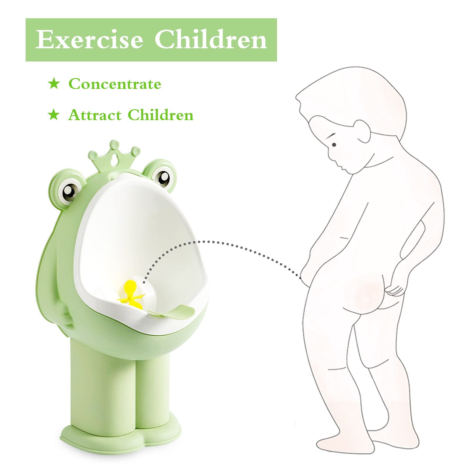 Frog Pee Training,Potty Training Urinal for Boys Kids Toddler Standing Urinal Wall-Mounted Toilet with Funny Aiming Target,Green