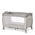 Hauck Sleep N Play Go Plus Portable Baby Travel Cot with Wheels, Mattress, Large Viewing Windows, and Side Exit for Babies and Toddlers, Beige
