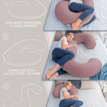 INSEN Cooling Pregnancy Pillow, Maternity Pillow with Soft Cotton Cover, C Shaped for Pregnant Sleeping (Cooling Cotton-Pink)