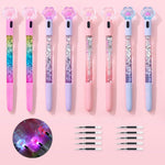 8 Pcs Cute Pens Kawaii Pens Fun Pen, 0.5mm Cat Paw Shiny Luminous Ballpoint Pen, Korean Japanese Stationery School Supplies for Teen Girls Women, Black Writing