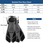 Snorkel Fins, Swim Fins with Adjustable Buckles, Open Heel, Travel Size Short Flippers for Snorkeling, Swimming and Scuba Diving, Diving Fins with Mesh Bag for Adult Men Women Kids