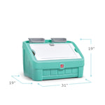 Step2 2-in-1 Toy Box & Art Lid, Kids Toy Storage Bin & Organizer, Easel & Chest in One, Made of Durable Plastic, For Toddlers 2+ Years Old, Mint