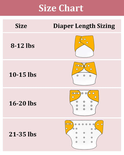 babygoal AWJ Cloth Diapers with Tummy Panel Pack of 13, 6 Diaper Cover with 6 Inserts and Wet Dry Bag, Adjustable Washable Reusable for Baby Girls and Boys