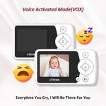 VTimes Baby Monitor with Camera and Audio, 2.4" LCD Screen Video Baby Monitor No WiFi Night Vision, Portable Baby Camera Monitor VOX Pan-Tilt-Zoom Alarm and 1000ft, Ideal for Baby/Elderly/Pet