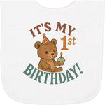 inktastic Cute Teddy Bear 1st Birthday Celebration Baby Terry Cloth Bib