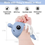 Baby Teething Toys 0-6 Months, Mombella Clownfish Teething Toys 6-12 Months, Baby Teether Toys with No Drop Strap, Silicone Baby Teething Relief Chew Toy, Easy to Hold for Infant, BPA Free, Blue