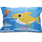 Baby Shark 4-Piece Toddler Bed Set including Super Soft Matching Sheets Set, Pillowcase, and Reversable Comforter For Boys and Girls - (Offical Product)