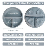 Tiny Marvels Baby Plates 3 Pack, 100% Food Grade Silicone Toddler Plates, Divided Baby Suction Plates, Non-Slip Toddler Plate Set, Baby Led Weaning Supplies, Microwave & Dishwasher Safe