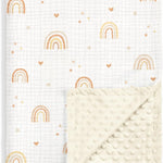 Bow Baby Blankets for Girls, Soft Nursery Minky Blankets with Muslin and Dotted Fleece Back 30x40 inches, Receiving Bed Quilt for Newborn, Infants, Toddlers