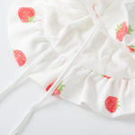 pureborn Baby Girl Sun Hat Bucket Hats Cotton Outdoor Beach Sun Protection Cap with Straps White Strawberry 0-3 Months