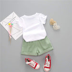 YOUNGER TREE Toddler Baby Girls Clothes Watermelon T-Shirt + Linen Shorts with Belt Cute Summer Short Set (Green, 18-24 M)