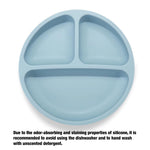 PandaEar Divided Unbreakable Silicone Baby and Toddler Plates - 3 Pack - Non-Slip - Microwave Safe - Silicone (Blue Green Brown)