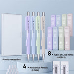 Cute Mechanical Pencil Set with Case,4PCS Pastel Fast Click Aesthetic Mechanical Pencils with 480PCS HB Lead Refills, 2 Erasers, 12 Eraser Refills School Supplies for Girls Writing Drawing Sketching