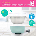 Elk and Friends Stainless Steel Bowls with Silicone Sleeve for Babies & Toddlers | Lids Included | Stay Put Suction | Cereal & Snack Bowls | 4 Pack