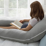 QUEEN ROSE Pregnancy Pillow, U Shaped Full Body Pillows for Sleeping Support, 55 Inch Maternity Pillow for Pregnant Women, Grey