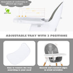 BABY JOY Convertible Baby High Chair, 3 in 1 Highchair w/Adjustable Legs, Dishwasher Safe Tray, Detachable PU Cushion, Footrest, 5-Point Harness for Babies Infants Toddlers (Gray)