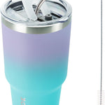 BJPKPK 30oz Stainless Steel Tumbler Color Block Insulated Tumblers Cup with Lid and Straw, Double Walled Travel Coffee Mug,Mint