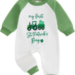 BeQeuewll Newborn Baby Boy Mardi Gras Outfit Infant Sweatshirt Jumpsuit Rompers Babys Spring Carnival Clothes