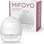 Mifoyo wearable breast pump with packaging on a white background