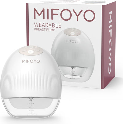 Mifoyo wearable breast pump with packaging on a white background