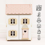 Le Toy Van – Rose Heart Wooden Doll House | Girls & Boys 3 Storey Wooden Dolls House Play Set - Suitable for Ages 3+