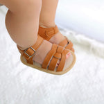 SOFMUO Baby Girls Boys Sandals Premium Soft Anti-Slip Rubber Sole Infant Summer Outdoor Shoes Toddler First Walkers (B/Brown,12-18 Months)