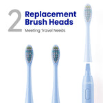 7AM2M Sonic Travel Electric Toothbrush for Adults & Kids, Travel Case&2 Brush Heads, Battery Powered Sonic Toothbrush, Compact Design for Daily/Travel Use-Blue