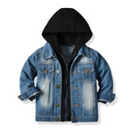 CM C&M WODRO Baby Boys Girls Denim Jacket Kids Toddler Button Down Jeans Jacket Top Coat Outerwear (Hoodie-Black, 2-3T)