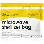 MaxStrengthPro microwave sterilizer bag packaging with yellow and white design.