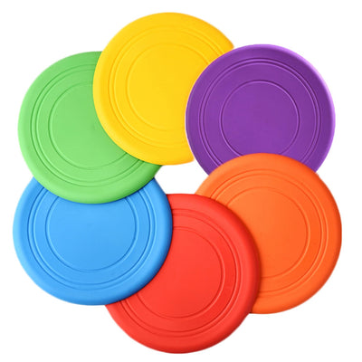 SUHEEUS Kids Flying Disc Toy Outdoor Playing Lawn Game Disk Flyer for Kindergarten Teaching Soft Silicone Colorful 6 Pack Bulk Set