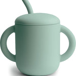 mushie 100% Silicone Training Cup & Straw for Toddlers | 6 Months+ (Whales)