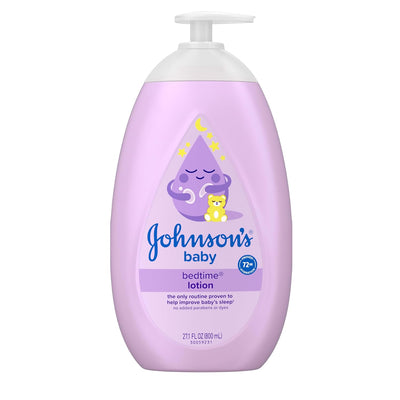 Johnson's Baby bedtime lotion bottle on a white background