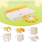 Karl home Kids Couch 12PCS, Modular Kids Play Couch, Indoor Multifunctional Foam Toddler Sofa with Flower Shape, Sectional Convertible Sofa Imaginative Furniture Play Set for Playroom, Yellow & White