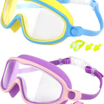 Rantizon Swim Goggles 2 Pack, Wide View Anti Fog&UV Swimming Goggles for Audlt, No Leaking Summer Gifts for Men Women Kid