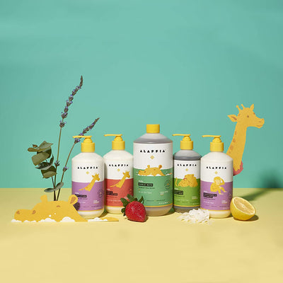 Alaffia Babies and Kids Shampoo & Body Wash and Body Lotion (16Oz) - Gentle Everyday Bath Essentials for Delicate Skin/Hair- Paraben & Sulfate Free - Natural Plant-Based Lemon Lavender Scent